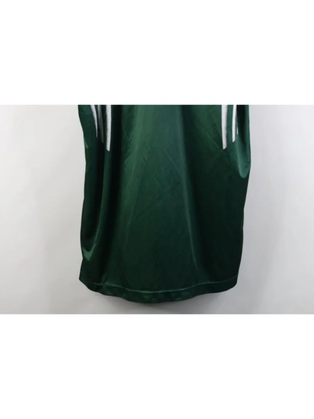 Vtg 90s Adidas Mens Large Spell Out Striped Silky Futbol Soccer Jersey Green USA